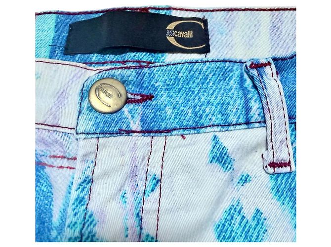 JUST CAVALLI ROBERTO CAVALLI 2001 JEANS CON ESTAMPA DENIM Blanco Azul - vista 3