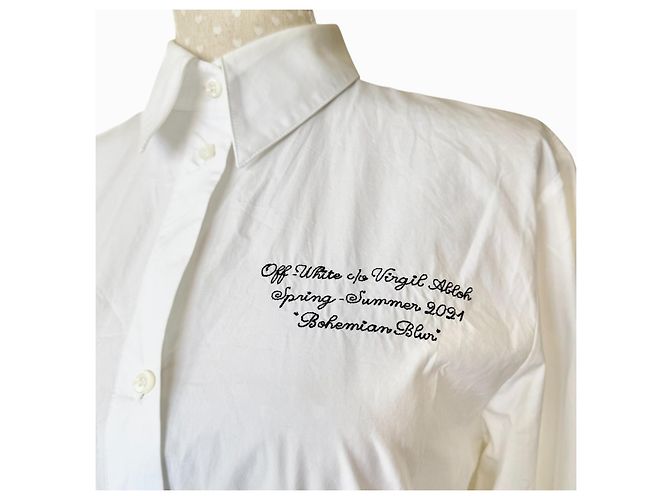 Off White OFF-WHITE 2021 PLISSEÉ HEMD KLEID Weiß - Ansicht 2