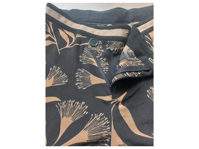 Autre Marque Captain Tortus weit geschnittene Hose mit Blumenprint Braun Schwarz - Ansicht 3
