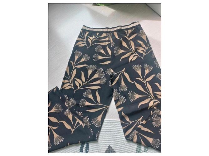 Autre Marque Captain Tortus weit geschnittene Hose mit Blumenprint Braun Schwarz - Ansicht 4