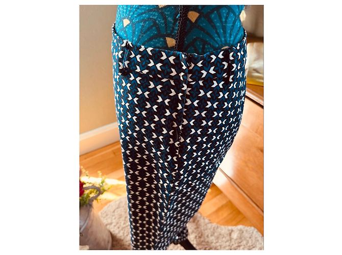 Isabel Marant Pour H&M Pantalones H&M con estampado geométrico Negro Blanco Azul - vista 11