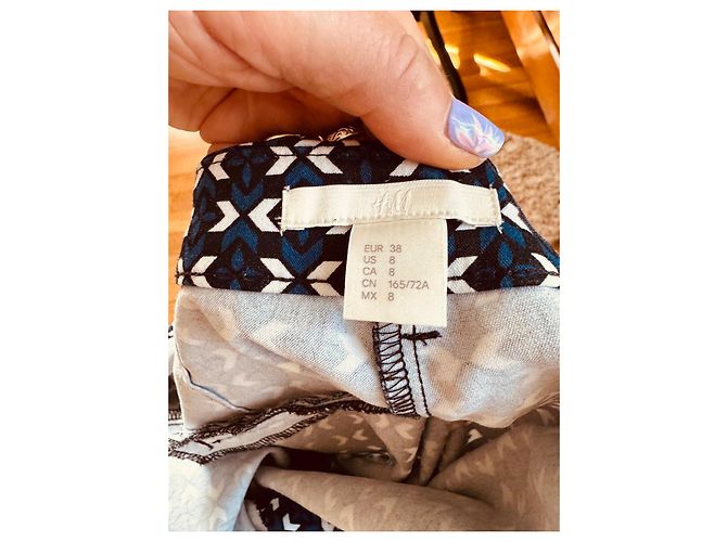 Isabel Marant Pour H&M Pantalones H&M con estampado geométrico Negro Blanco Azul - vista 4