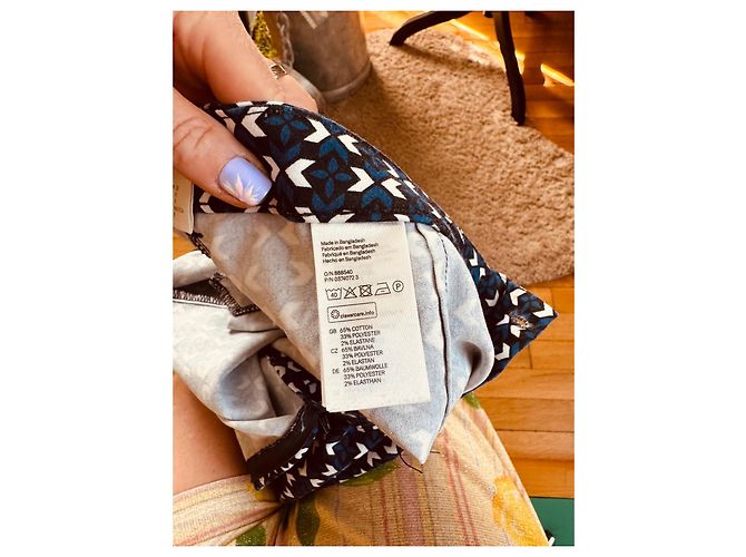 Isabel Marant Pour H&M Pantalones H&M con estampado geométrico Negro Blanco Azul - vista 5