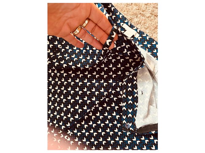 Isabel Marant Pour H&M Pantalones H&M con estampado geométrico Negro Blanco Azul - vista 7