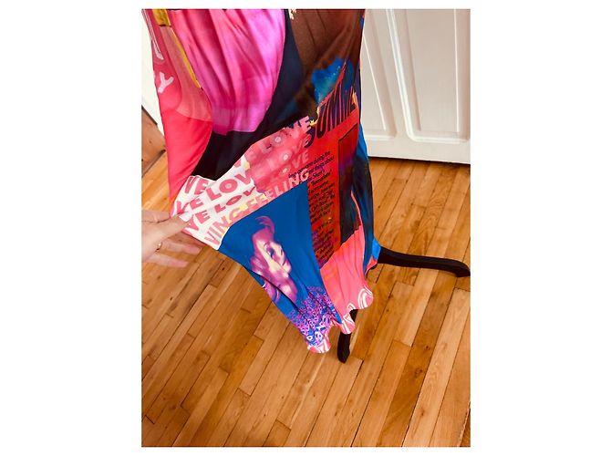 Abito lungo Desigual stampa multicolore Rosa Bianco Blu Giallo - vista 7