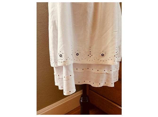 Autre Marque Vestido blanco E-CODE con detalles de tachuelas - vista 2