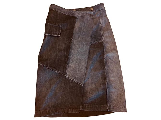Falda cruzada vaquera patchwork Desigual Negro Azul Azul oscuro - vista 2
