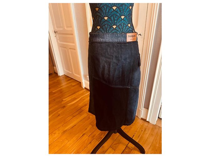 Falda cruzada vaquera patchwork Desigual Negro Azul Azul oscuro - vista 5