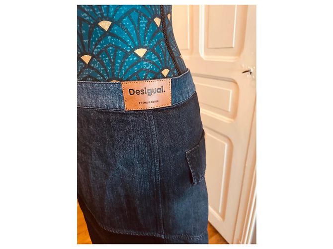 Falda cruzada vaquera patchwork Desigual Negro Azul Azul oscuro - vista 6