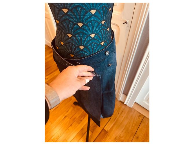 Falda cruzada vaquera patchwork Desigual Negro Azul Azul oscuro - vista 9
