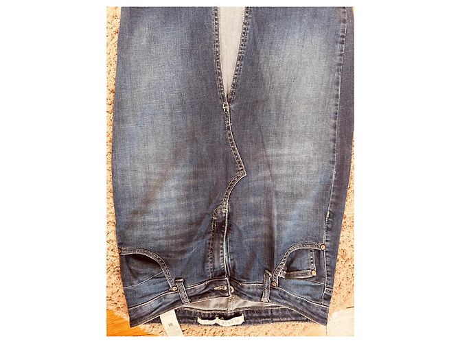 Pleats Please PLEASE Blauer Jeansrock lang mit Schlitz - Ansicht 2