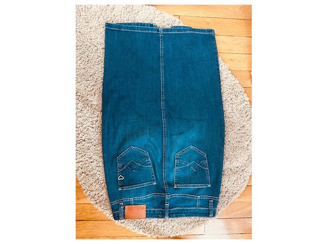 Pleats Please PLEASE Blauer Jeansrock lang mit Schlitz - Ansicht 3