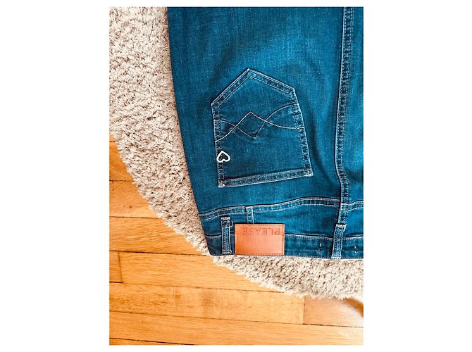 Pleats Please PLEASE Blauer Jeansrock lang mit Schlitz - Ansicht 4
