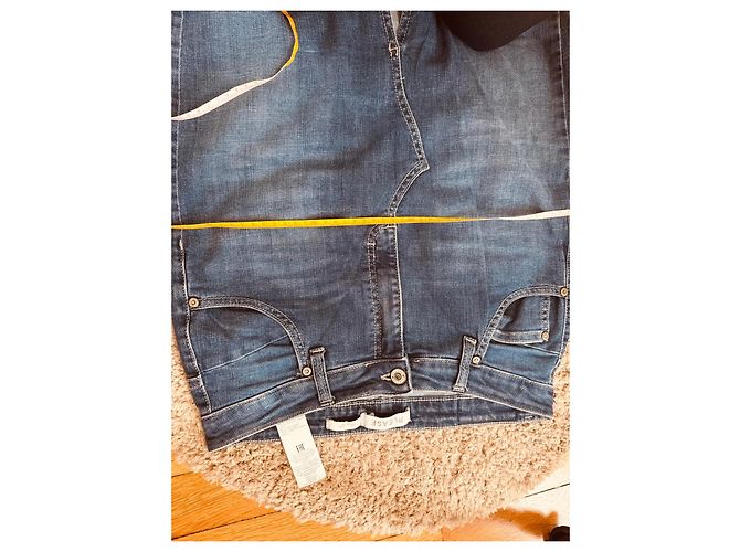 Pleats Please PLEASE Blauer Jeansrock lang mit Schlitz - Ansicht 8