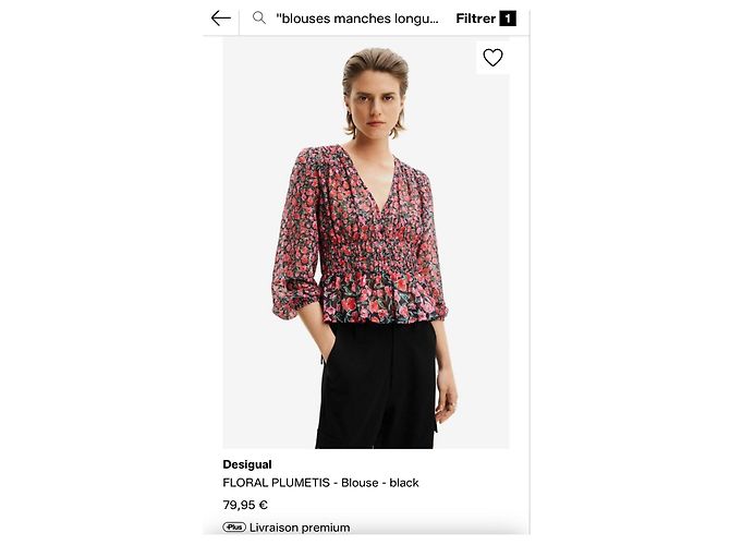 Desigual Floral Plumetis Bluse Schwarz Pink Grün - Ansicht 2