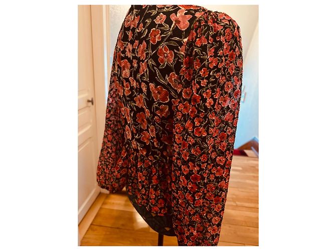 Desigual Floral Plumetis Bluse Schwarz Pink Grün - Ansicht 4