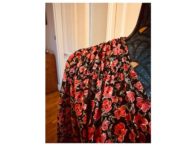 Desigual Floral Plumetis Bluse Schwarz Pink Grün - Ansicht 6