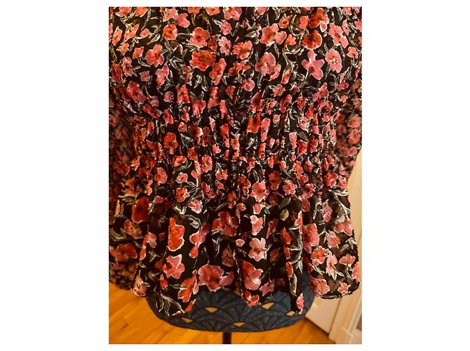 Desigual Floral Plumetis Bluse Schwarz Pink Grün - Ansicht 7