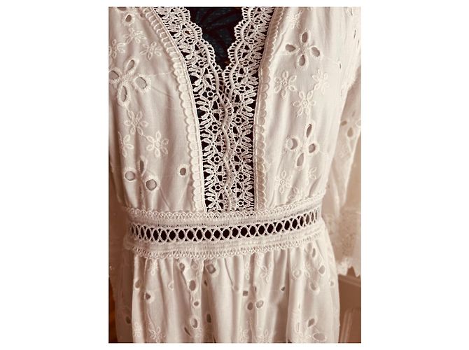 Autre Marque Lajoly & Co Paris Vestido largo blanco de algodón calado - vista 2