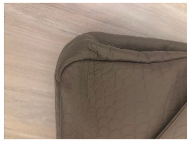 Saint Laurent Borsa Collège Large Pelle Croco Grigia Grigio - vista 12