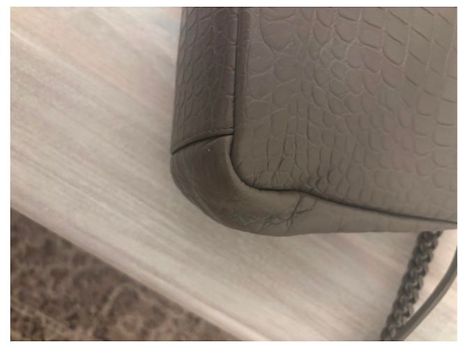 Saint Laurent Borsa Collège Large Pelle Croco Grigia Grigio - vista 15