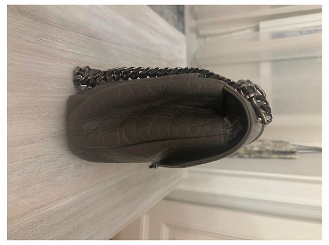 Saint Laurent Borsa Collège Large Pelle Croco Grigia Grigio - vista 9