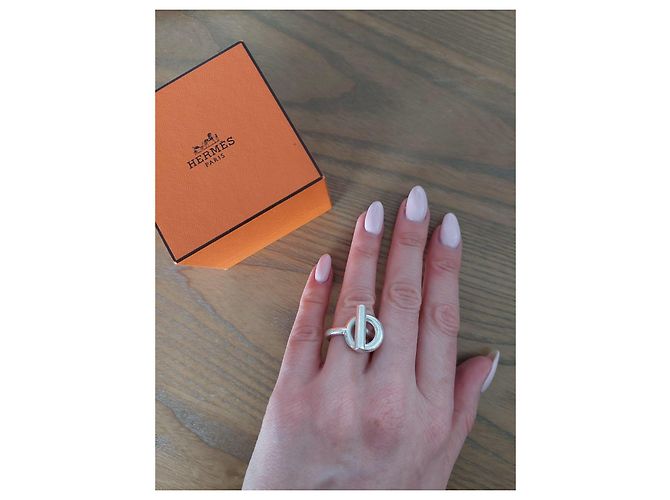 Anillo Hermès Échappée Plata Spi Gran Modelo - vista 10