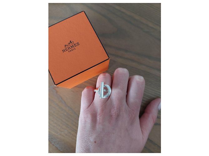 Anillo Hermès Échappée Plata Spi Gran Modelo - vista 11