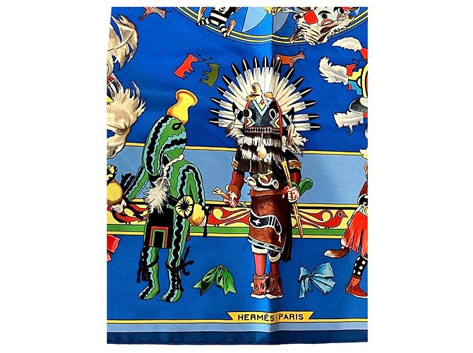 Carré Hermès Kachinas Kermit Oliver Blu Multicolore - vista 2