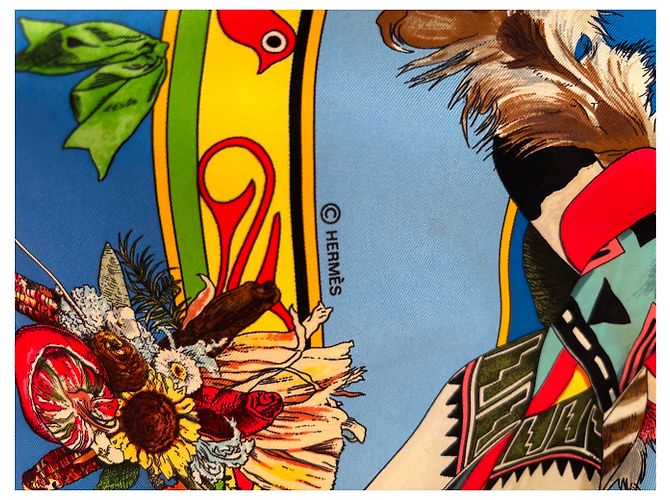 Carré Hermès Kachinas Kermit Oliver Blu Multicolore - vista 3