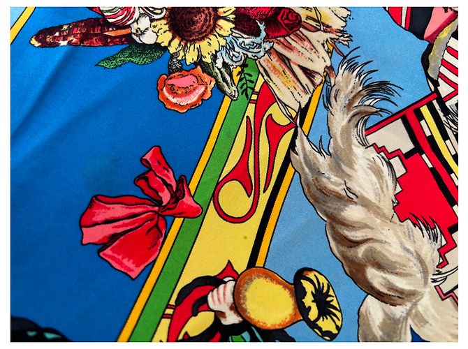 Carré Hermès Kachinas Kermit Oliver Blu Multicolore - vista 5