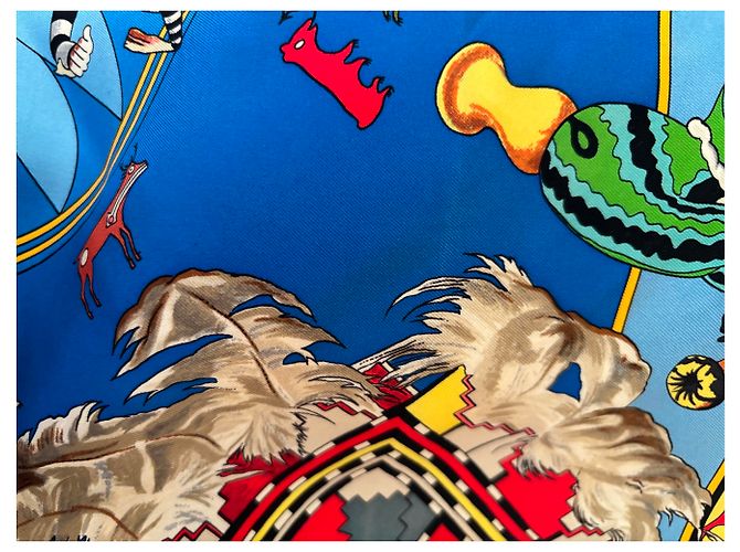 Carré Hermès Kachinas Kermit Oliver Blu Multicolore - vista 6
