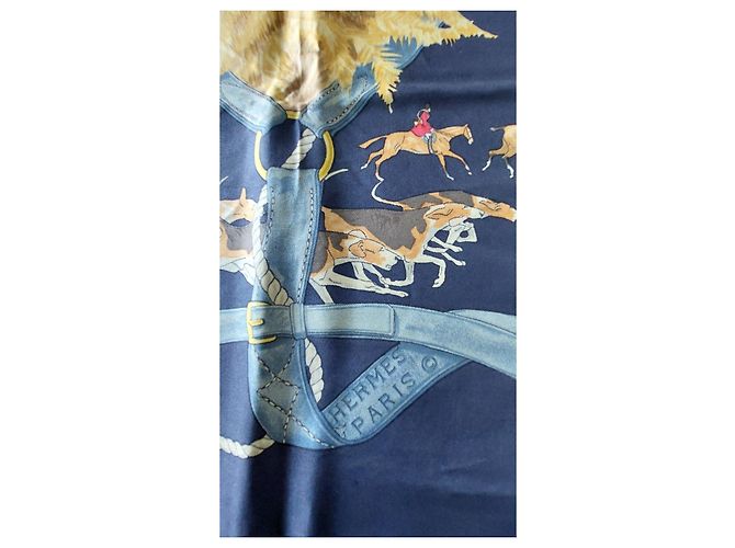 Foulard in seta Hermès "Le Bien Aller" - Blu - vista 3