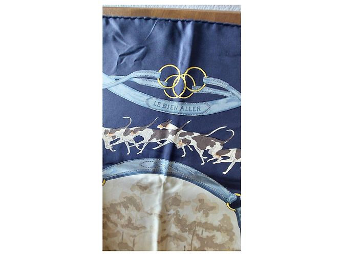 Foulard in seta Hermès "Le Bien Aller" - Blu - vista 4