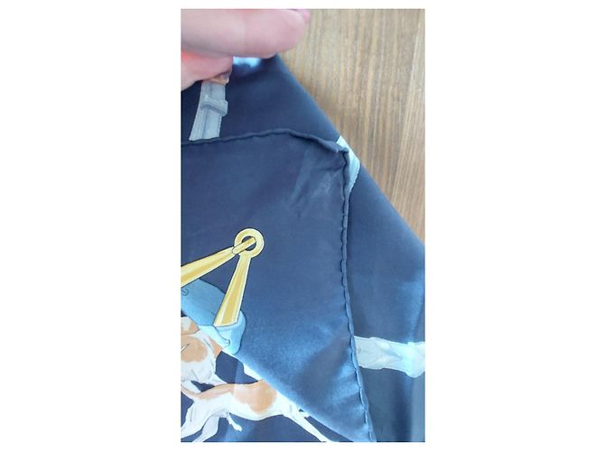 Foulard in seta Hermès "Le Bien Aller" - Blu - vista 5