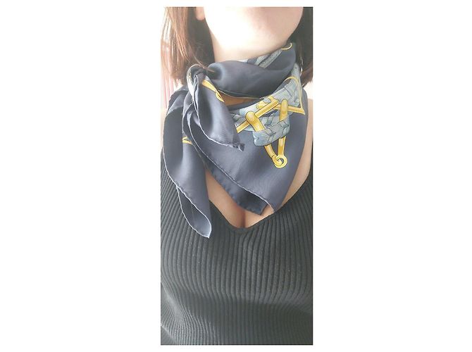 Foulard in seta Hermès "Le Bien Aller" - Blu - vista 8