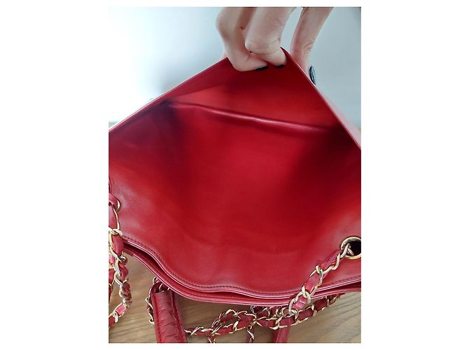 Chanel Gesteppte Cabas-Tasche aus rotem Leder - Ansicht 10
