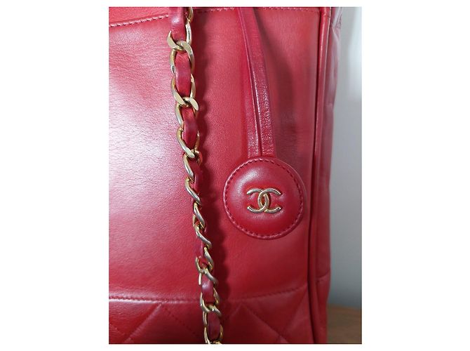 Chanel Gesteppte Cabas-Tasche aus rotem Leder - Ansicht 3