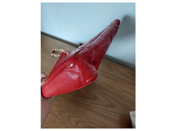 Chanel Gesteppte Cabas-Tasche aus rotem Leder - Ansicht 8