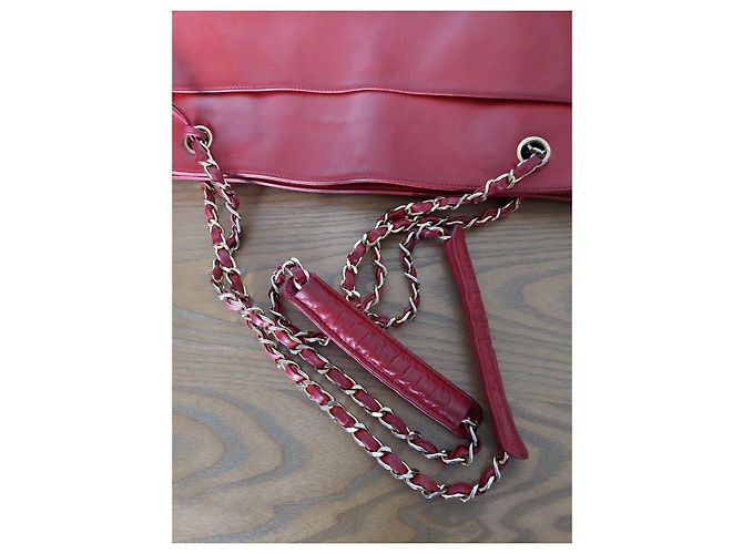 Chanel Gesteppte Cabas-Tasche aus rotem Leder - Ansicht 9
