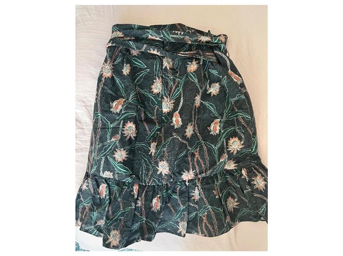 Falda envolvente Isabel Marant estampado floral Rosa Blanco Roja Gris antracita Verde oscuro - vista 2