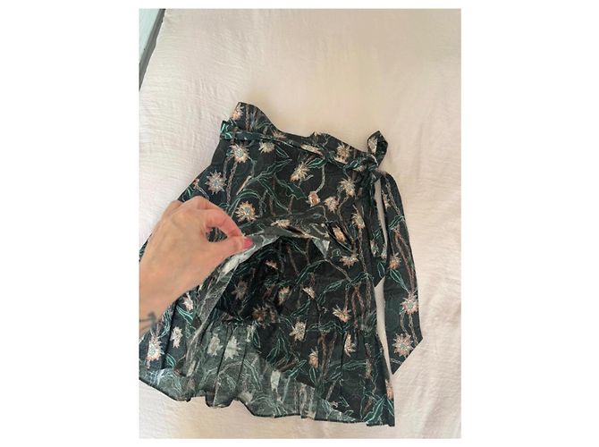 Falda envolvente Isabel Marant estampado floral Rosa Blanco Roja Gris antracita Verde oscuro - vista 4