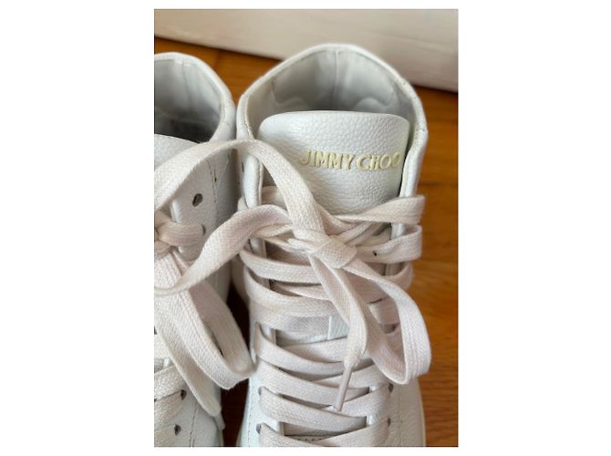 Jimmy Choo Maieko Sneakers alte in pelle bianca Bianco - vista 3