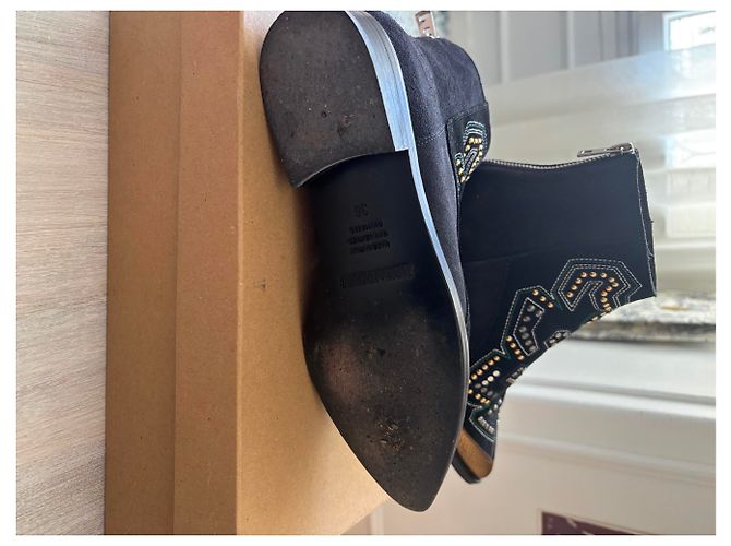 Zadig & Voltaire Botines Tyler de ante negro Dorado - vista 7