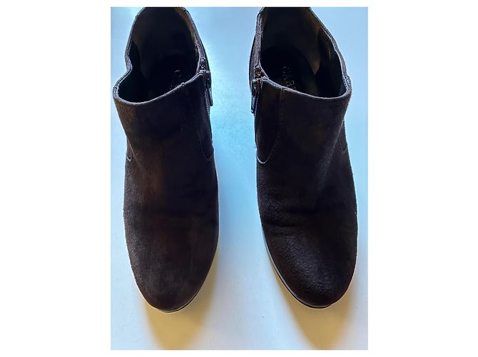 Botines Carel de ante marrón con tacón de bloque Castaño - vista 2