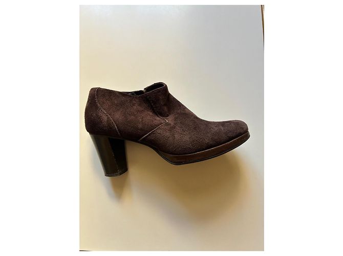 Botines Carel de ante marrón con tacón de bloque Castaño - vista 3