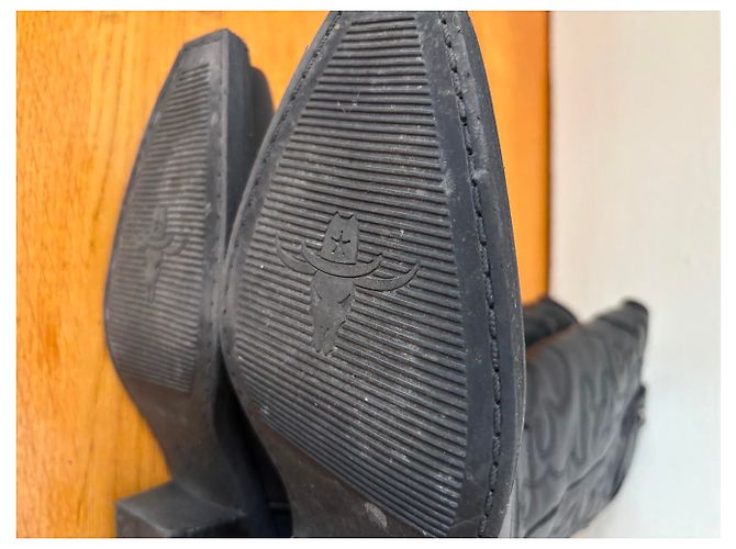 Steve Madden Botas Vaqueras de Cuero Negro - vista 10