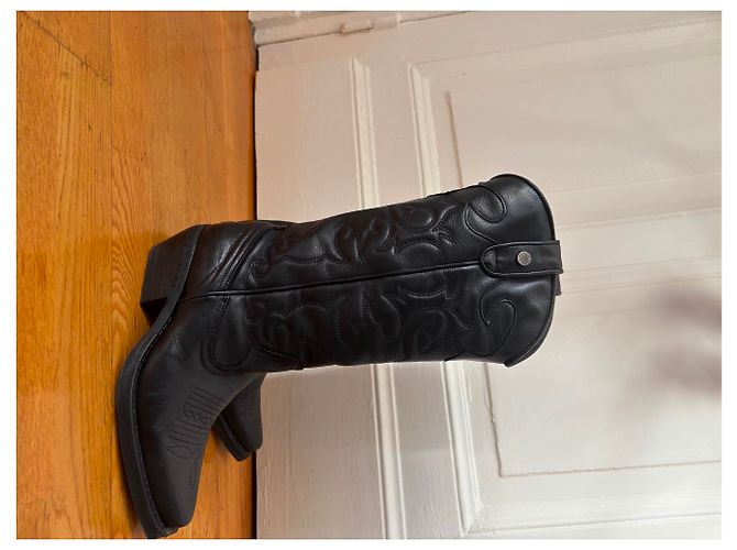 Steve Madden Botas Vaqueras de Cuero Negro - vista 7
