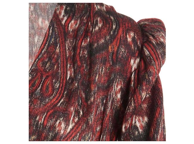 Blusa de seda IRO Paris ZARFI Estampado Ikat Negro Roja - vista 5
