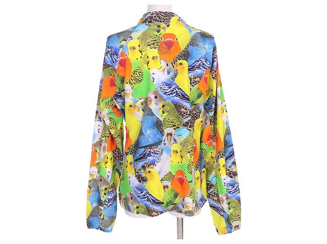 Top a maniche lunghe con mezza zip e stampa pappagallo Anagram di Loewe Multicolore Giallo - vista 3